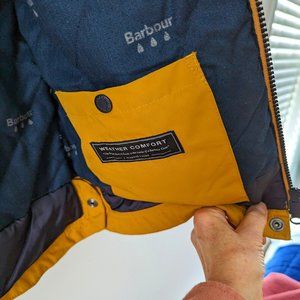 Barbour Waterproof Rain Coat - fingertip length - gorgeous yellow, lined